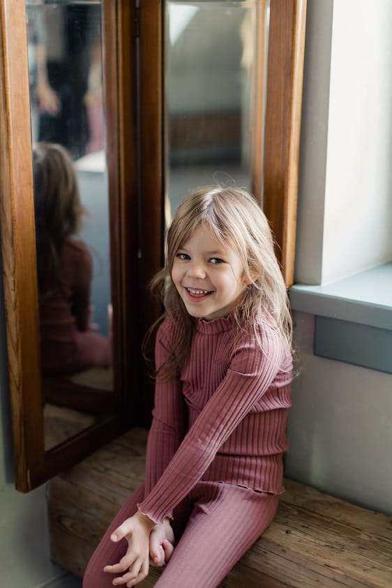 Organic Longsleeve w szeroki prążek Maroon