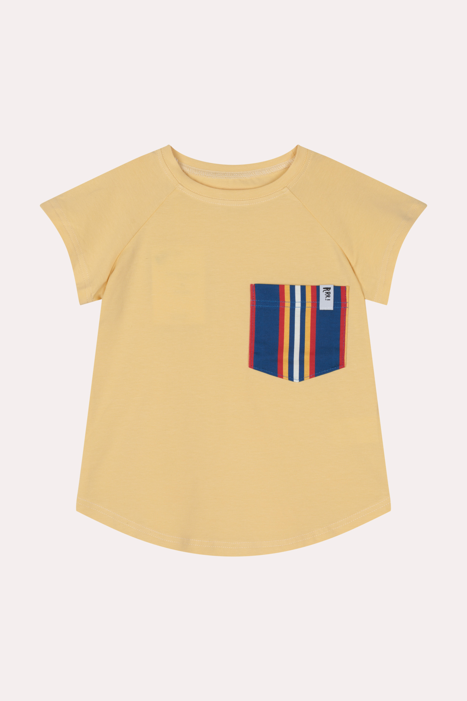 T-shirt żółty z kieszonką w paski