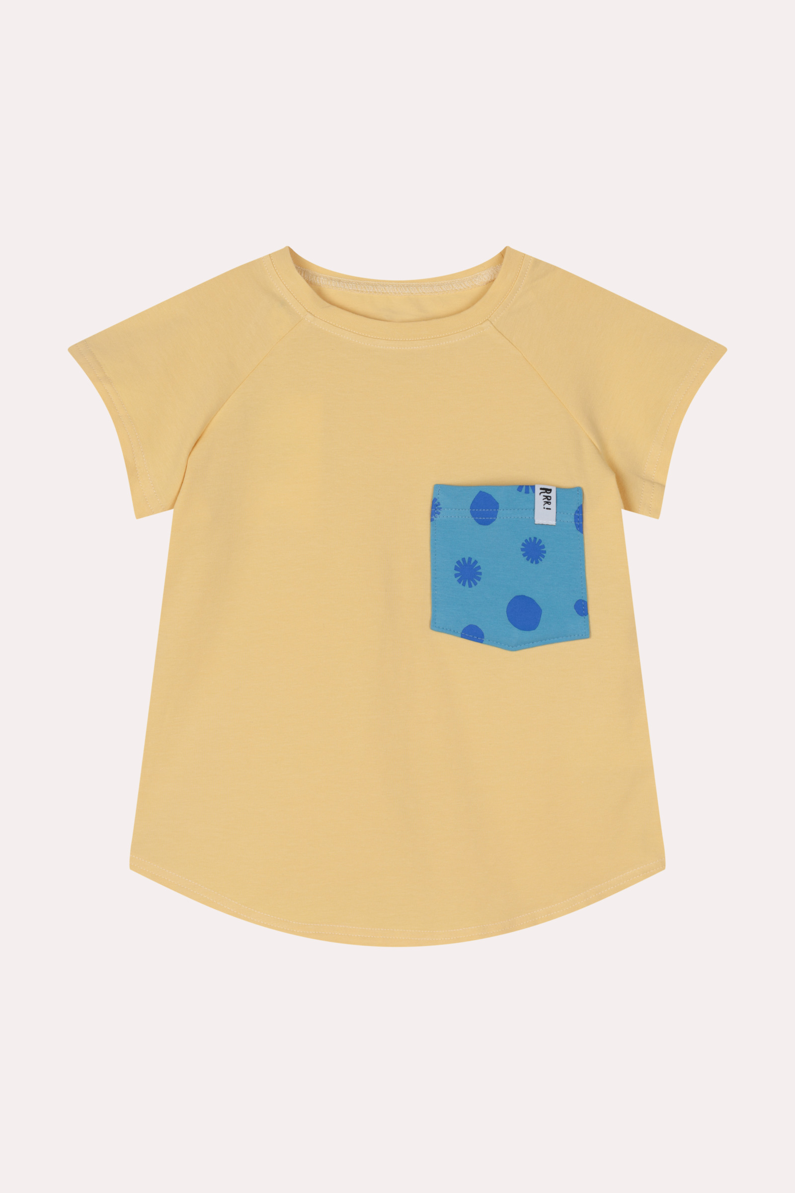 T-shirt żółty z kieszonką w kropki