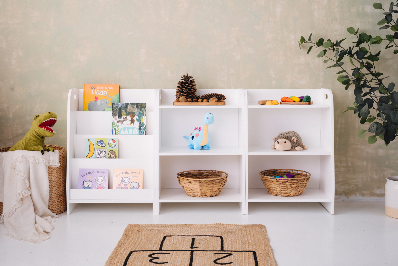 Zestaw Montessori 2xPółka na zabawki + Biblioteczka 50cm