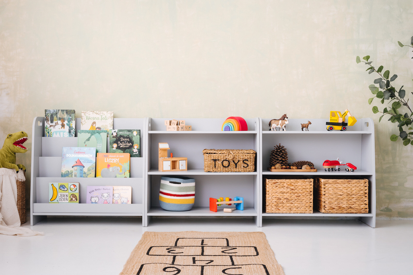 Zestaw Montessori 2xPółka na zabawki + Biblioteczka - 73cm