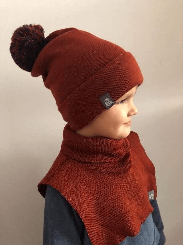 Czapka dziecięca z wełny merino - Cynamon