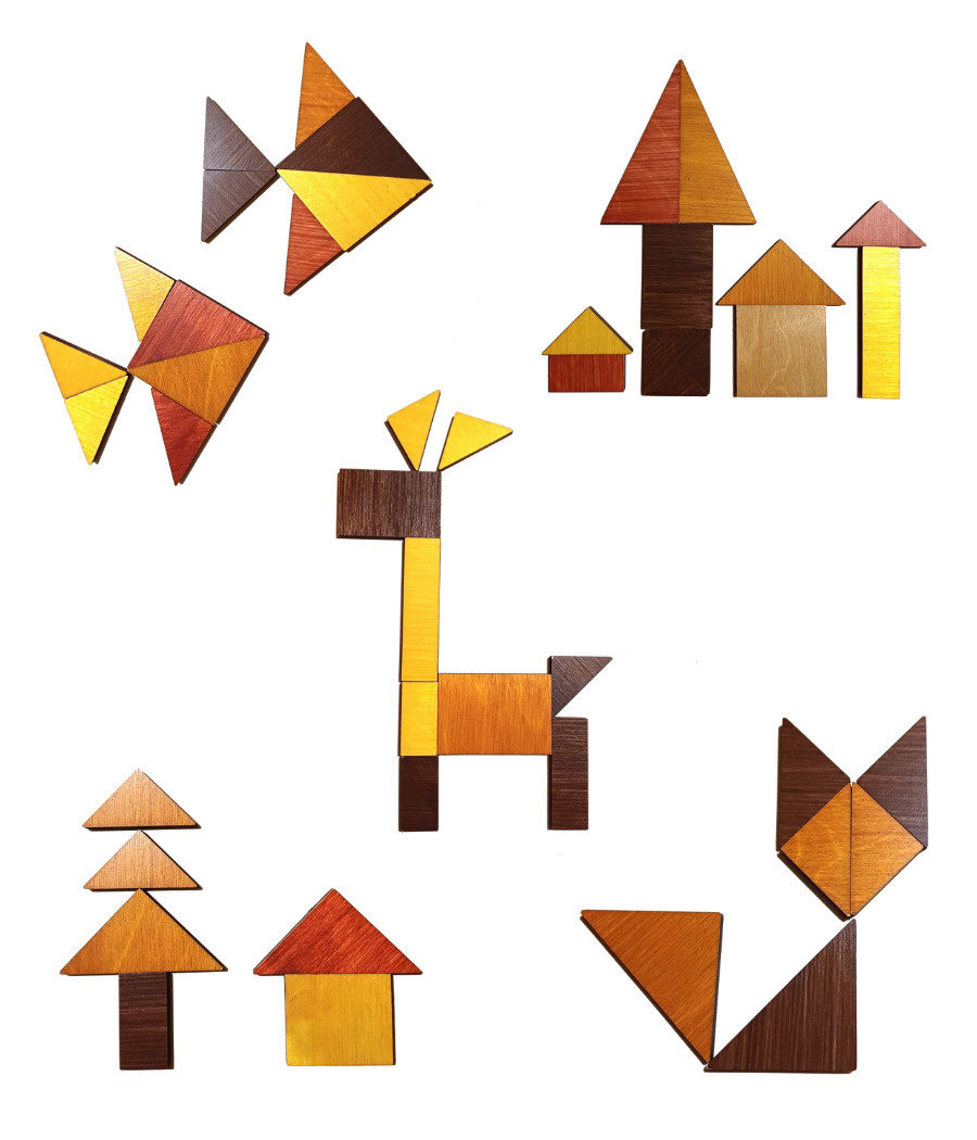 Drewniana gra logiczna - Kreatywne układanki | Poziom ŁATWY